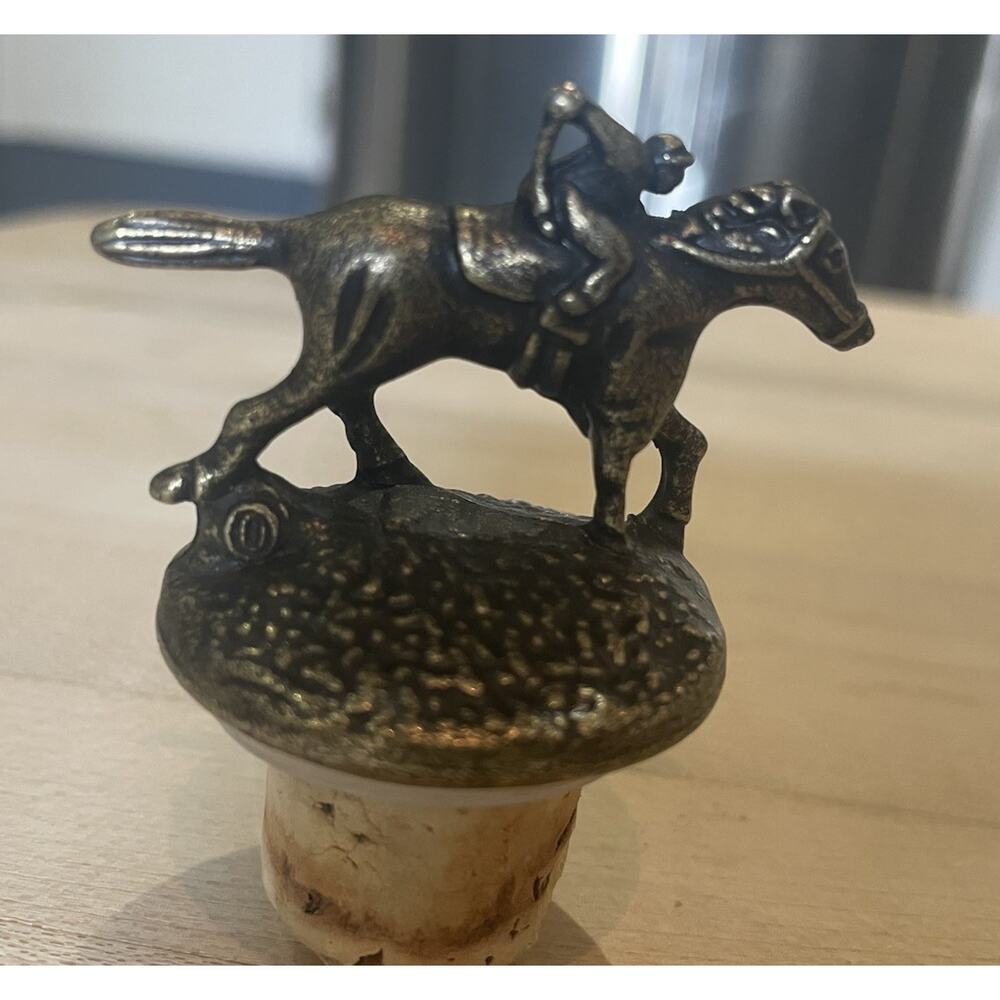 Blanton’s Bourbon Whiskey Cork Bottle Stopper w/ Race Horse & Jockey Letter 'O'